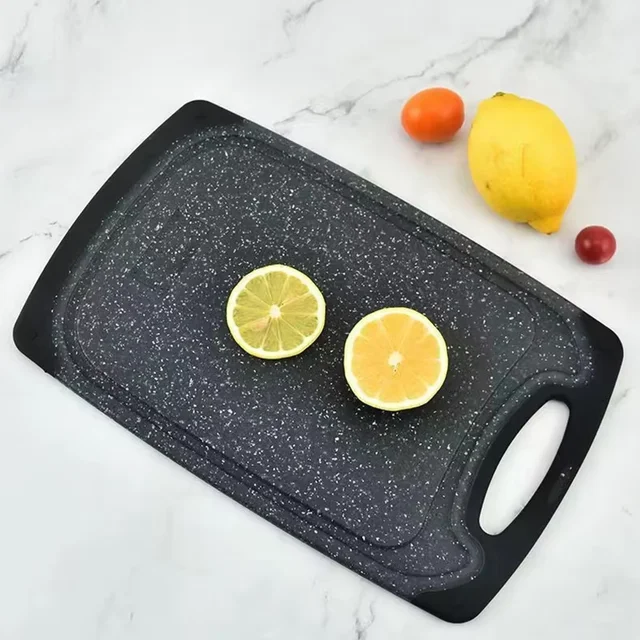 Kitchen Cutting Board Set with Plastic Wheat Straw Imitation Marble Pattern Kitchen Cutting Board Can be Hung with Cutting Board 4
