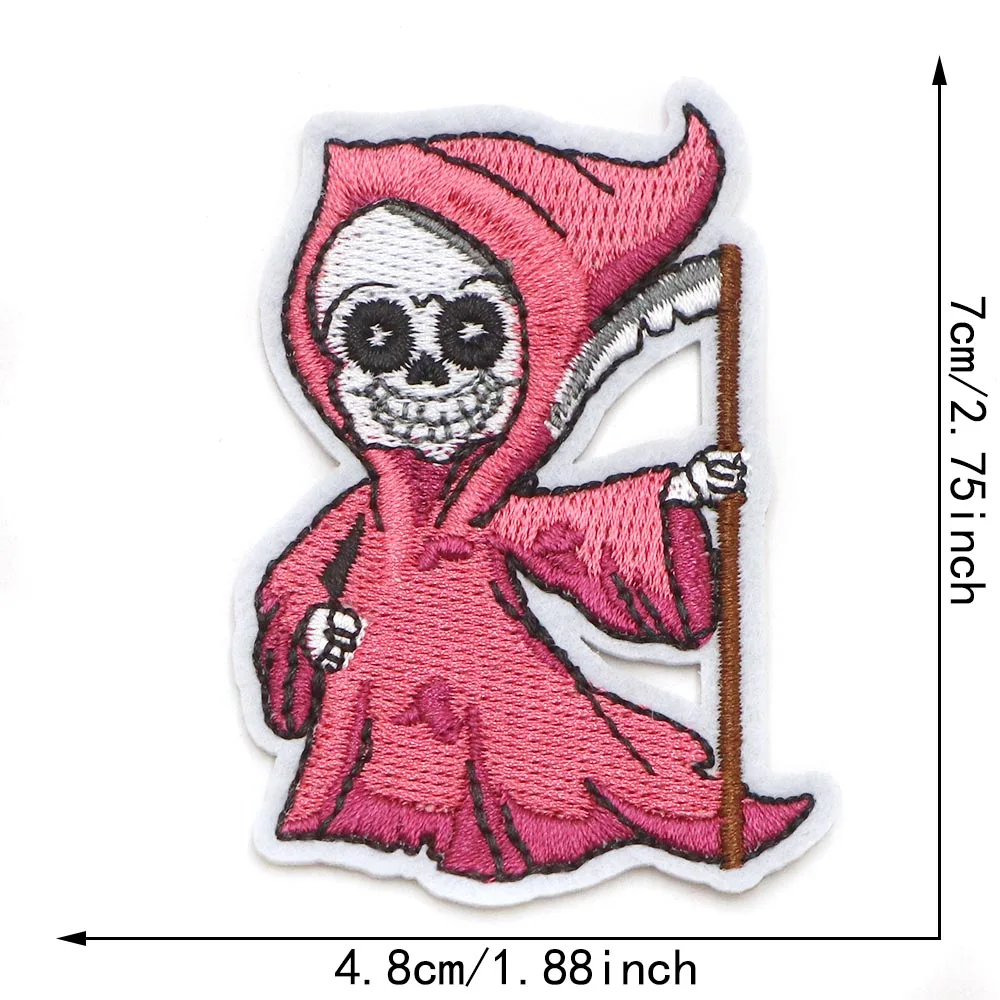 1PC Halloween Geist schädel Stickerei Patch Eisen auf Patch Für Kleidung Nähen Motiv Applique Kleidung Aufkleber für T-shirt hüte Dekor – Detail 8