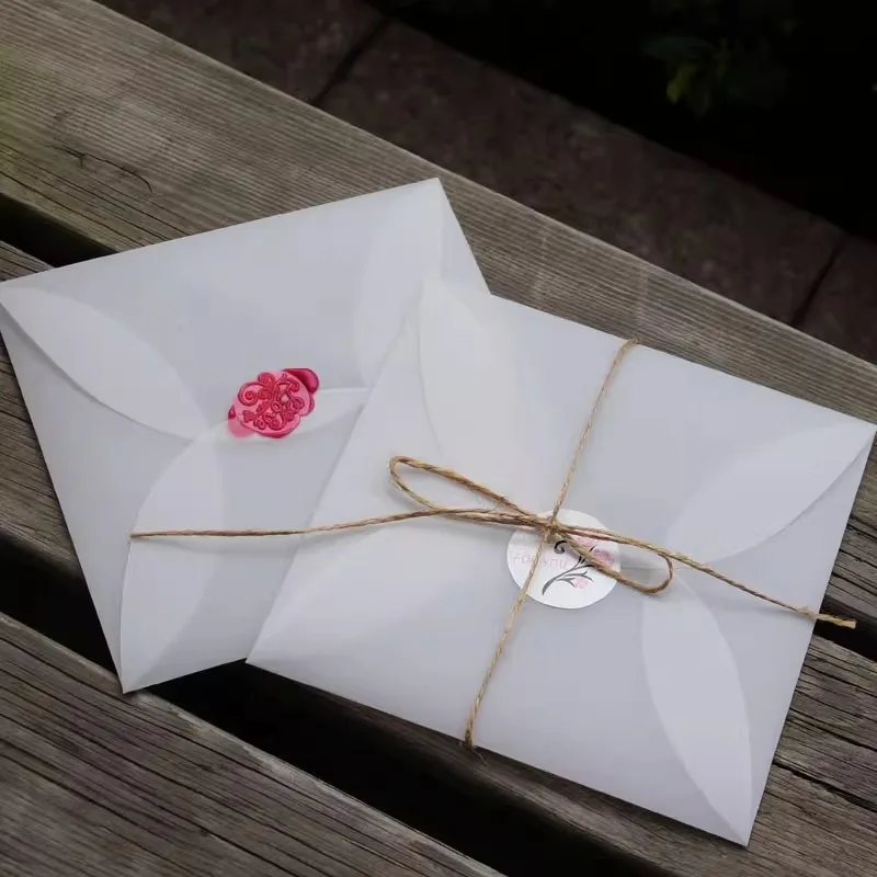 

50pcs/lot Petals Blank Translucent Envelope Square DIY Postcard Card Wedding Invitation Business Festival Storage Gift Packing