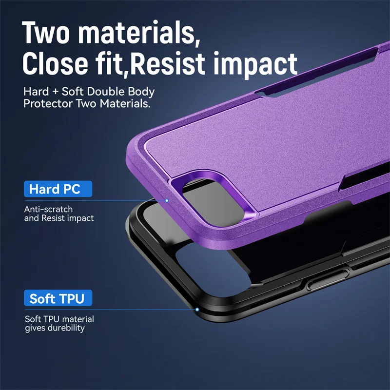 Heavy Duty Rugged Shockproof Protective Case with Hard PC Back Cover