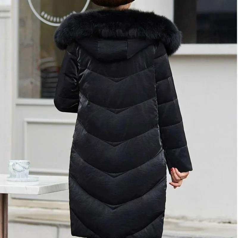 2023 New Women Down Jacket Winter Coat Female Mid Length Version Parkas Loose Thick Warm Outwear Hooded Leisure Time Overcoat