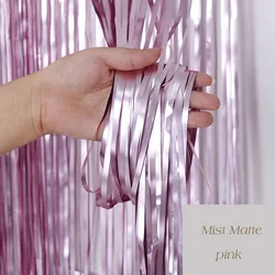 Matte Foil Tassel Fringe Curtain for Celebrations and Events (Matte pink)