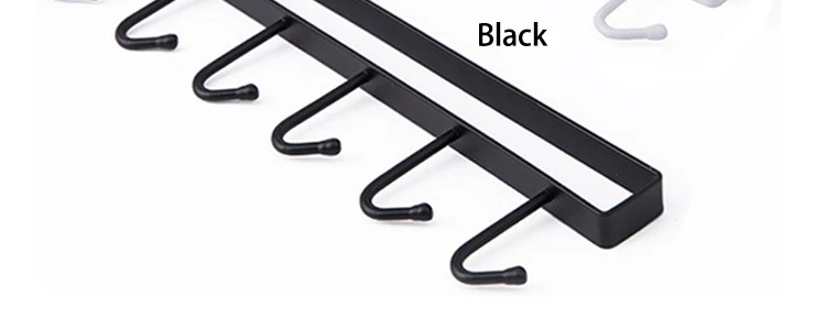 1/2 stücke 6 Haken Kaffeetasse Becher Halter Schwarz Weiß Haken Regal Multifunktions Küche Schrank Kleinigkeiten Organizer Lagerung aufhänger – Detail 9