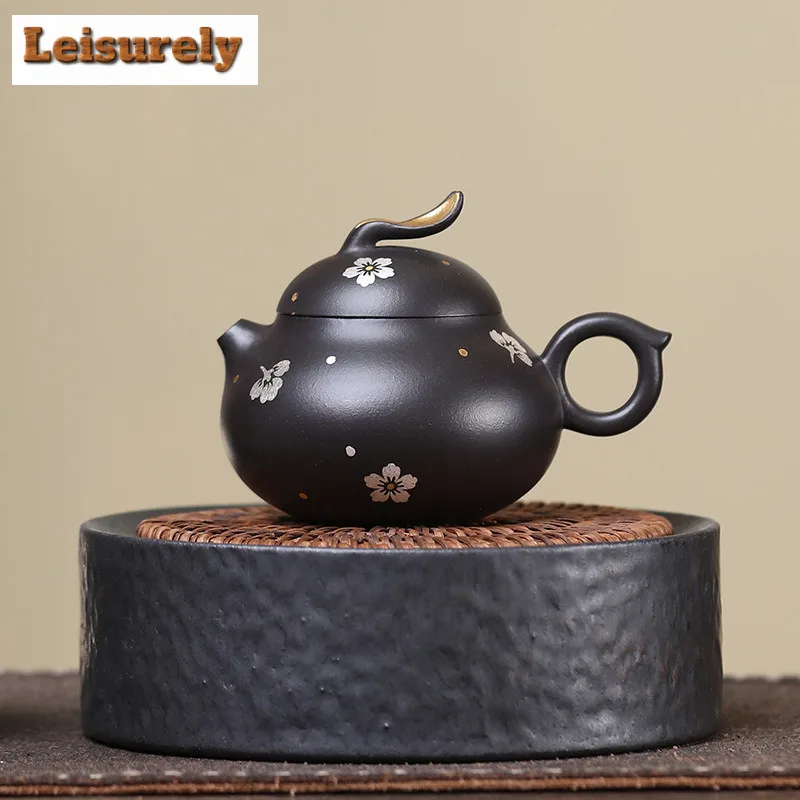 140ml High-end Yixing Purple Clay Teapots Handmade Rabbit Pot Raw Ore Black Mud Kettle Chinese Zisha Tea Set Tea Services Gift