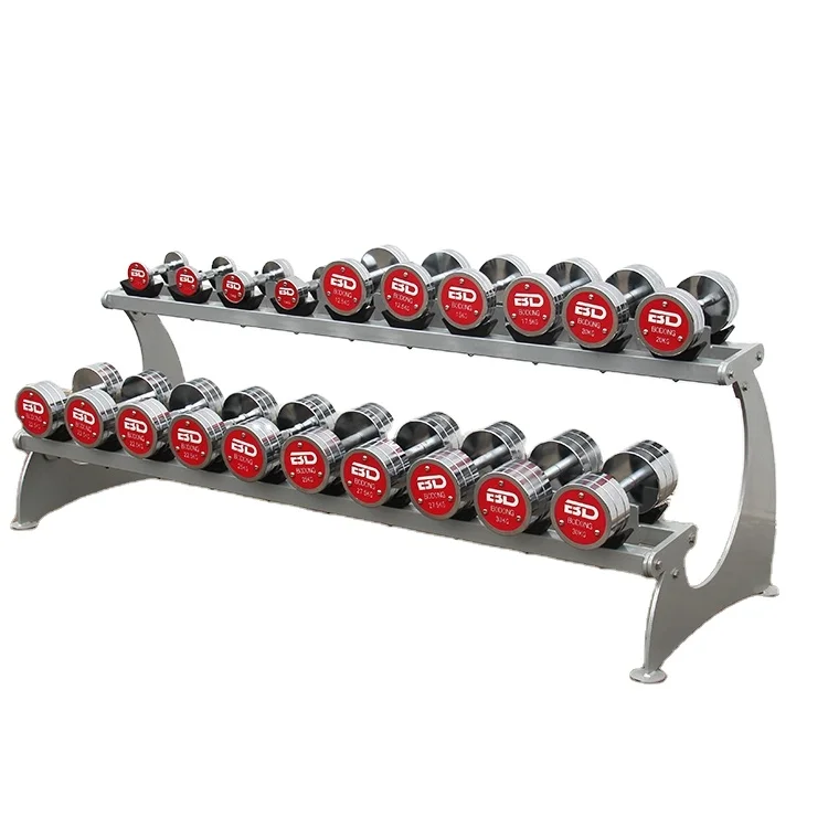 튼튼한 역도 덤벨 디스플레이 랙, 체육관 사용, 스테인레스 스틸 덤벨용 2 단 덤벨 랙 