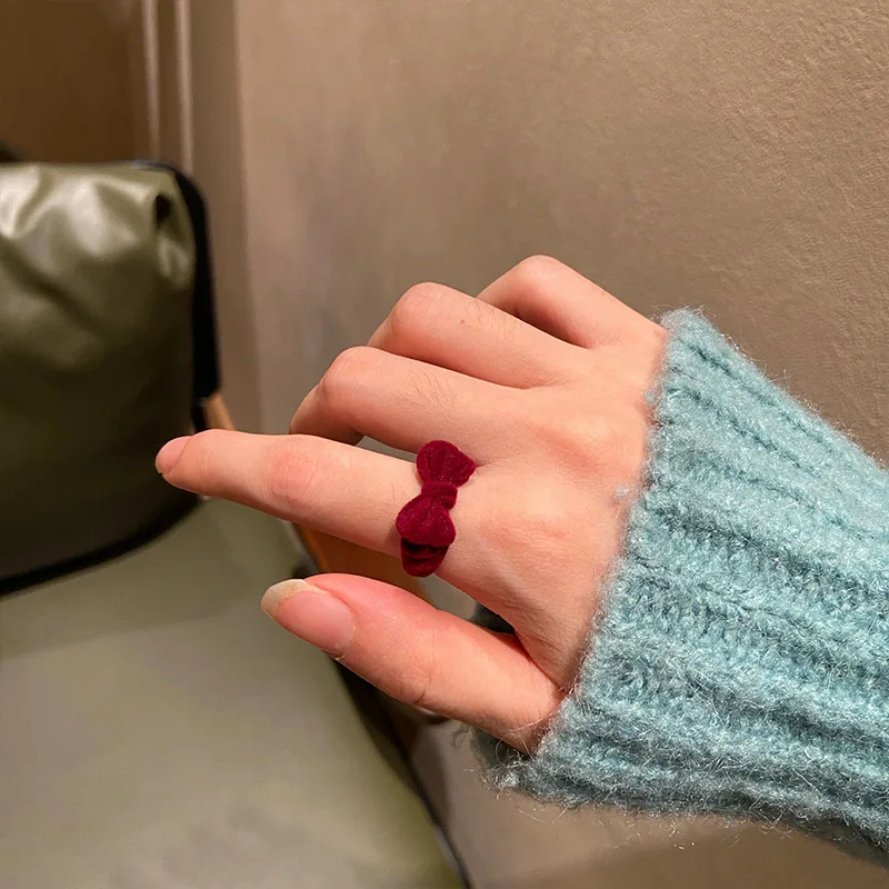 Trendy Vintage Flocking Rings for Women Bow Knot Velvet Winter Ring Girls Party Proposal Wedding Jewelry Christmas New Year Gift finger ring,wedding rings,wedding ring