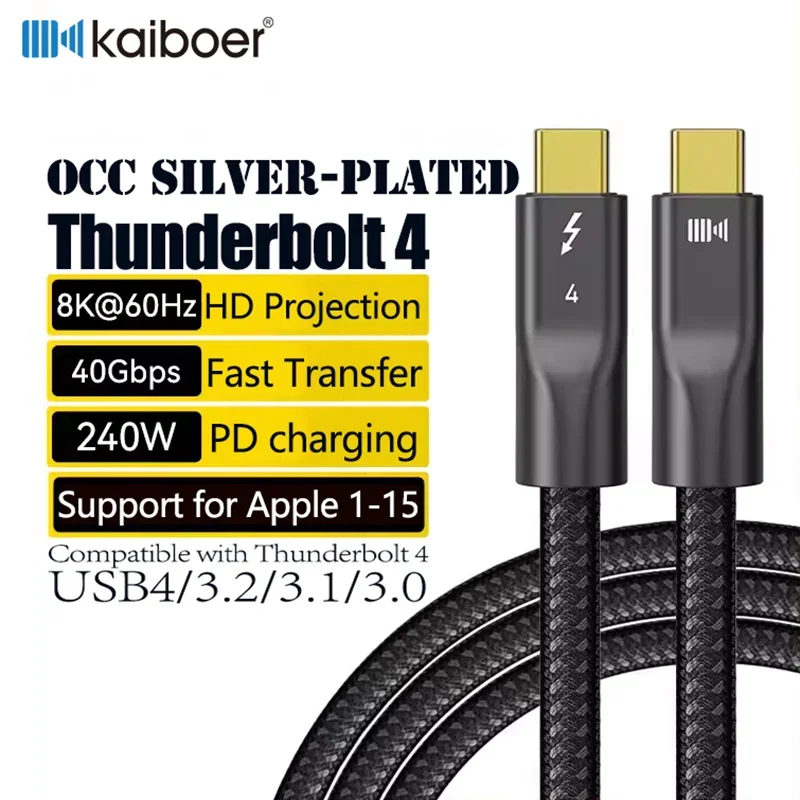 Cavo Thunderbolt 4 Cavo Dati Da Usb C A Usb C Video 8K E Supporto Per Cavo Di Ricarica Rapida Da 240W Per Laptop Macbook Dell Hp Dock Phone