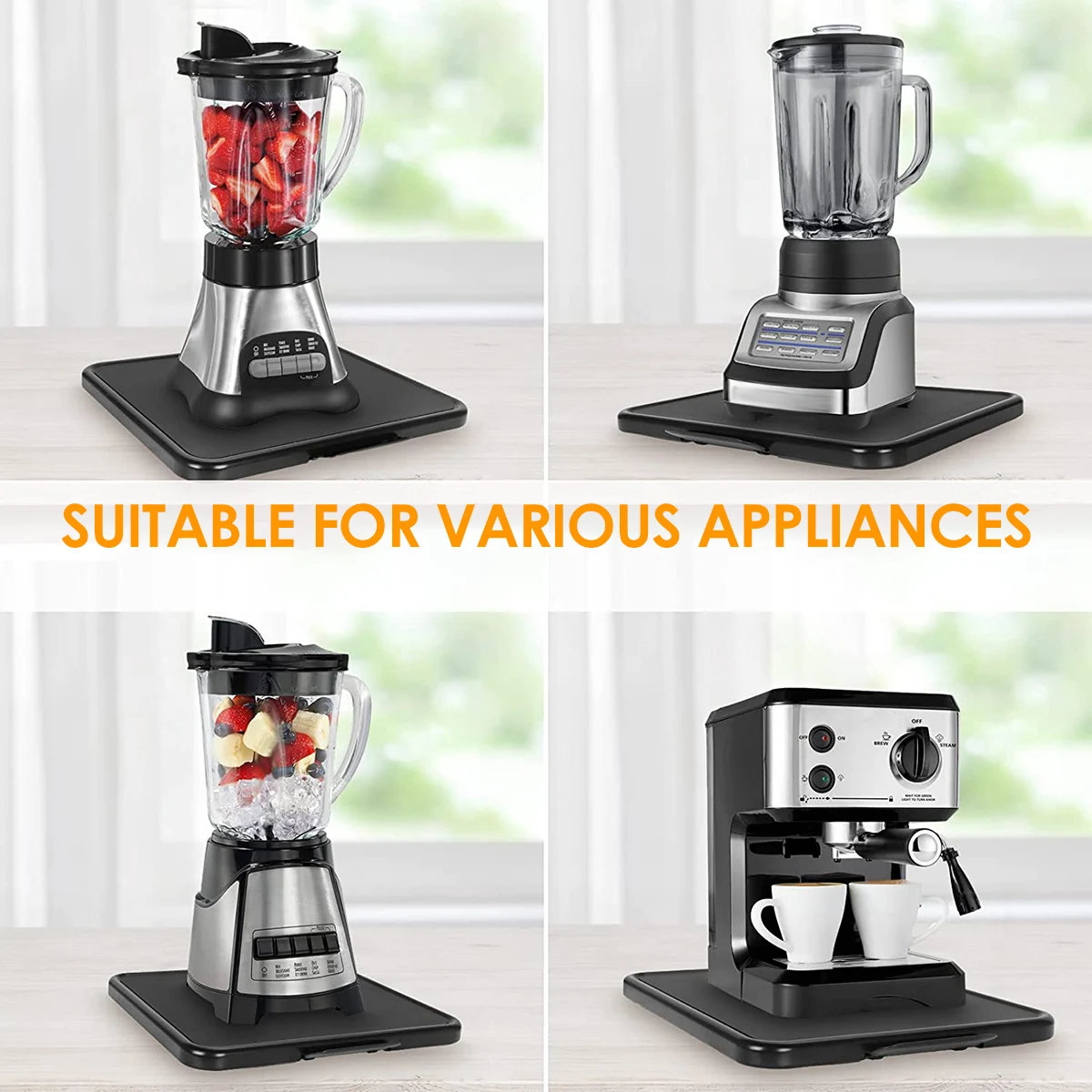 Kitchen Appliance Sliding Tray with Smooth Wheels Below Cabinet Appliance Rolling Tray Non-slip Countertop Sliding Coffee storage tray kitchen tray