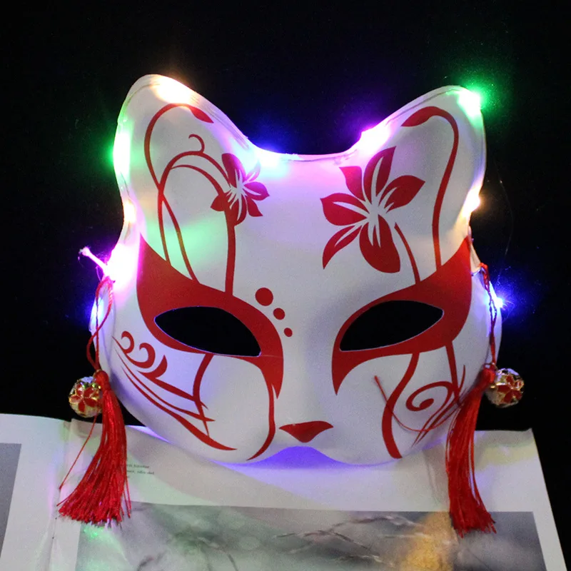 Maschera Mezza Faccia Volpe Incandescente Mezza Faccia Maschera Per Gatti Maschera Per Gli Occhi Trucco Anime Fox Party Maschera Per Bambini Maschera 