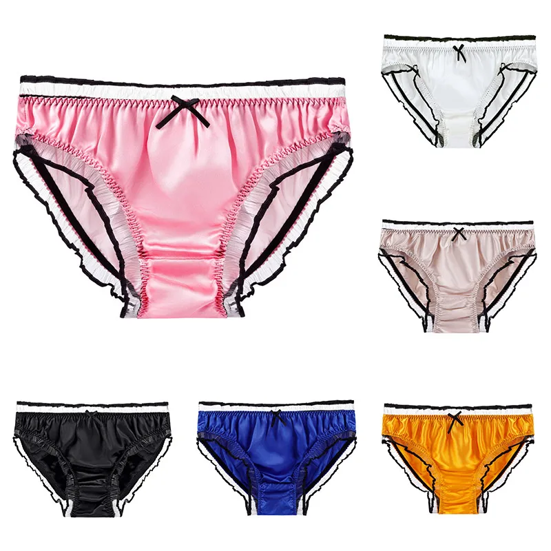 Mulberry Silk Panties Women Fashion Lace Briefs Sexy Mid-waist Panties