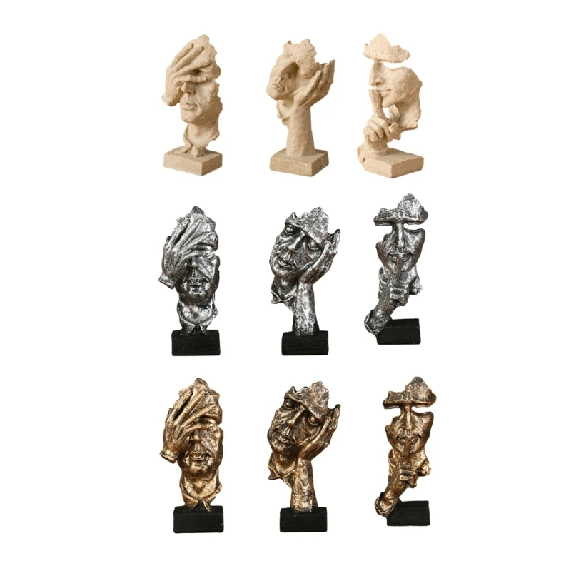 

Silence is Gold Statue Home Decor Sculpture Ornament for Office Creative Gift