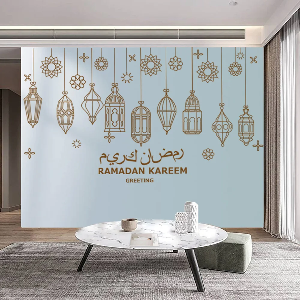 

Ramadan Window Sticker Wallpaper Eid Mubarak Lantern Pattern Kareem Islamic Decor Wall Stickers Muslim Mural Wall Decals