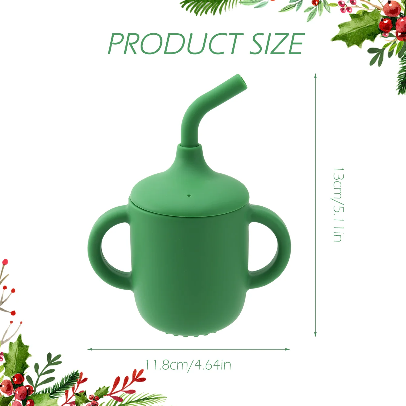 컬러 키즈 1PC  먹이기 빨대 컵 더블 핸들 BPA 프리 용 실리콘 학습 컵 훈련용 물컵 크리스마스 선물