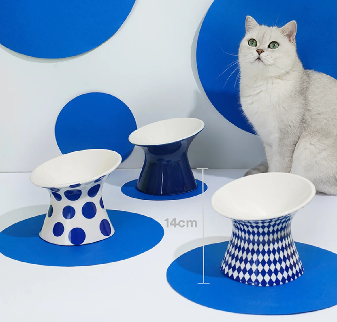 Title 1, Raised Ceramics Pink Pet Bowl, Cat Shape, Food ...