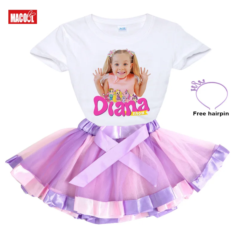 disney clothing sets Girl Clothes Set Rainbow Dress Tutu Dress Suit Children Clothing Summer Skirt Kid Clothing Toddler Baby Outfit Love Diana TShirt absolver clothing sets	