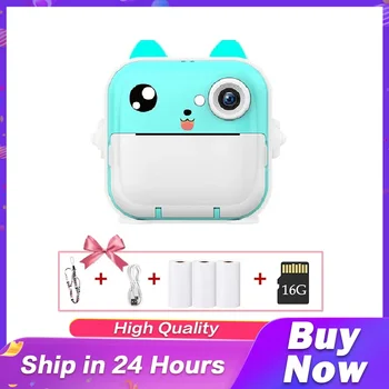 어린이 디지털 사진 카메라, IPS 스크린, 어린이 카메라, 즉석 인쇄, 비디오 녹화, 사진 촬영, 여아 생일 선물, 2.4 인치