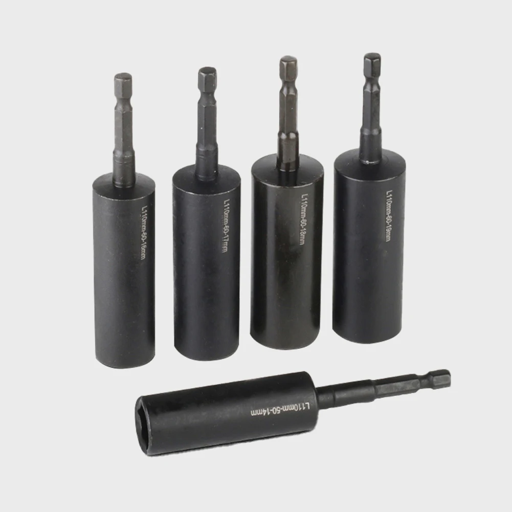 110mm Deepen Socket Wrenches Hexagon Nut Driver Drill Bit H8-H14 Sleeve Adapter Auto Repair Workshop Work Construction