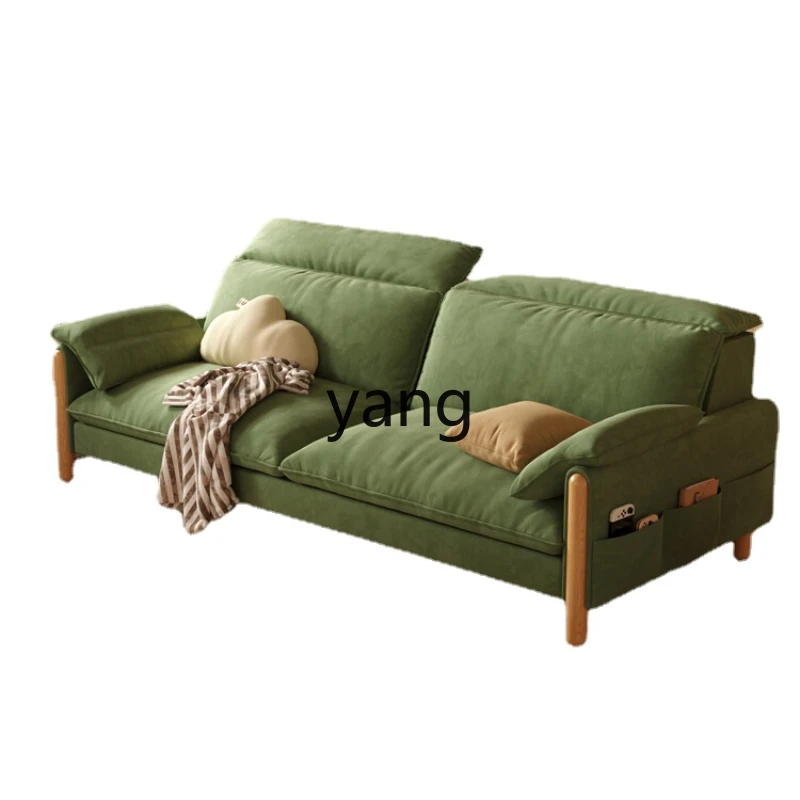 

CX Fabric Sofa Living Room Small Apartment Three-Person Straight Row Removable and Washable Retro Green Solid Wood Sofa