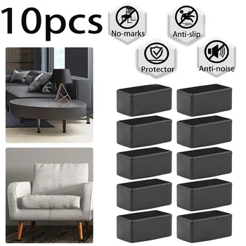 4/10pcs Rectangular Chair Leg Caps Silicone Non-Slip Furniture Feet Covers Table Chair Leg End Caps Covers Floor Protectors 1