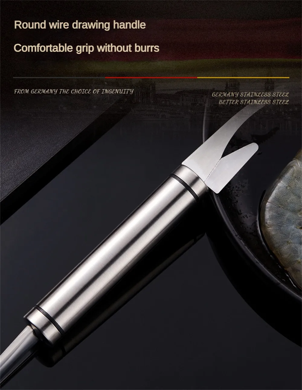 Description Picture 3 of itemNew Shrimp Peeler Knife 304 Stainless Steel Prawn Devein Peel Shrimp Knife Multifunction Lobster Shell Peel Tool Seafood Tool