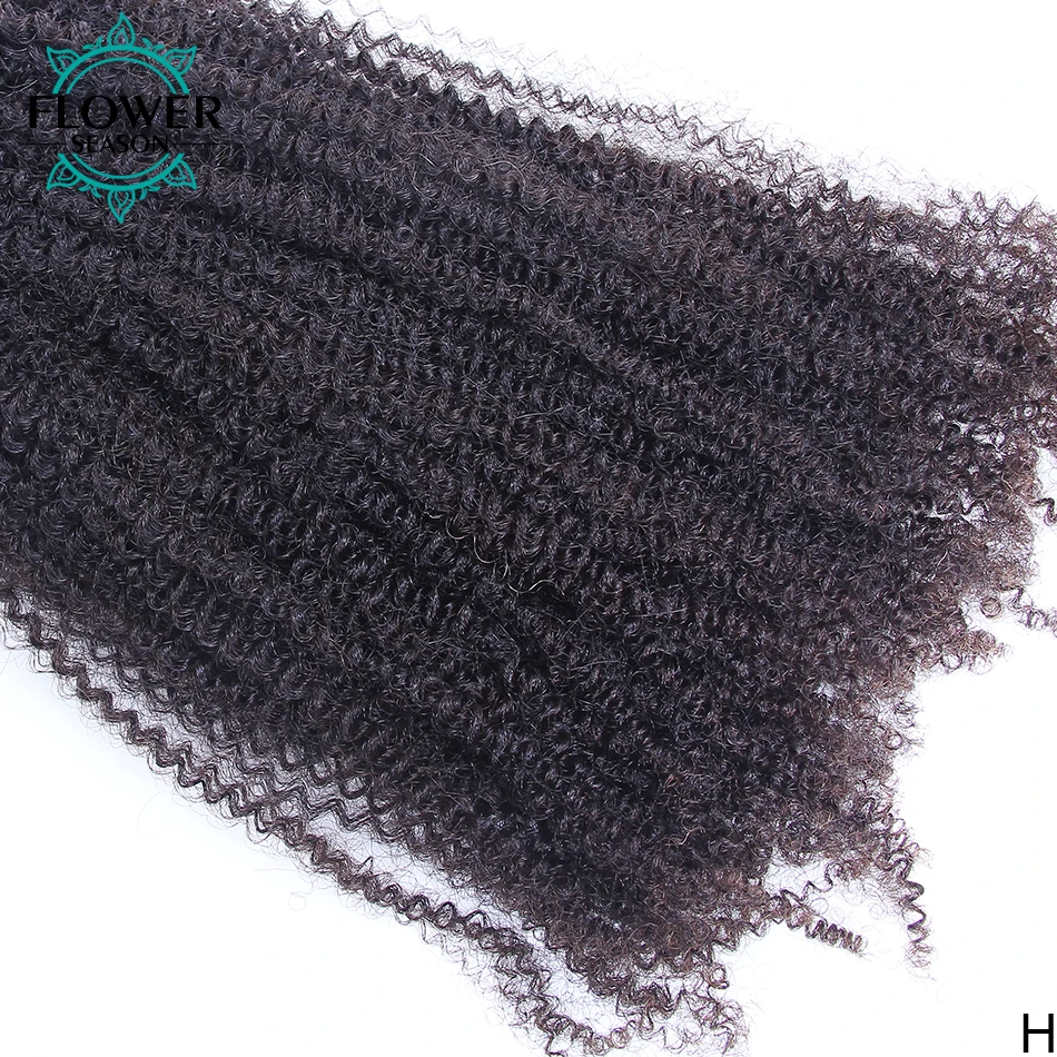 Afro Kinky Curly Human Hair Bulk For Braiding No Weft Remy Mongolian Bulk Braiding Hair Extensions 100Strands /Bundles Natural 4