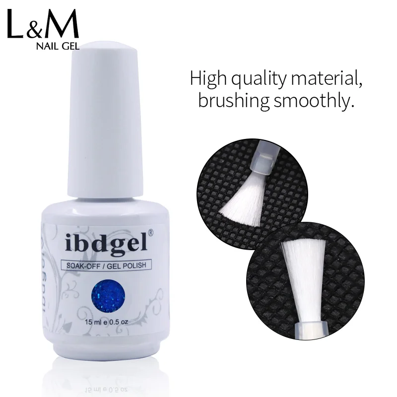 Ibdgel 다이아몬드 컬러 젤 광택제, 네일 뷰티 아트용 UV 젤 바니시, 24 개월 지속, 34 색 흡수, 15ml