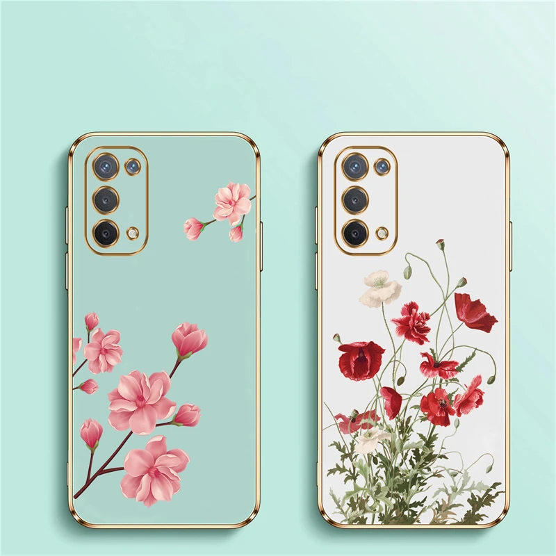 Luxury Plating Silicone Soft Phone Case with Floral Design