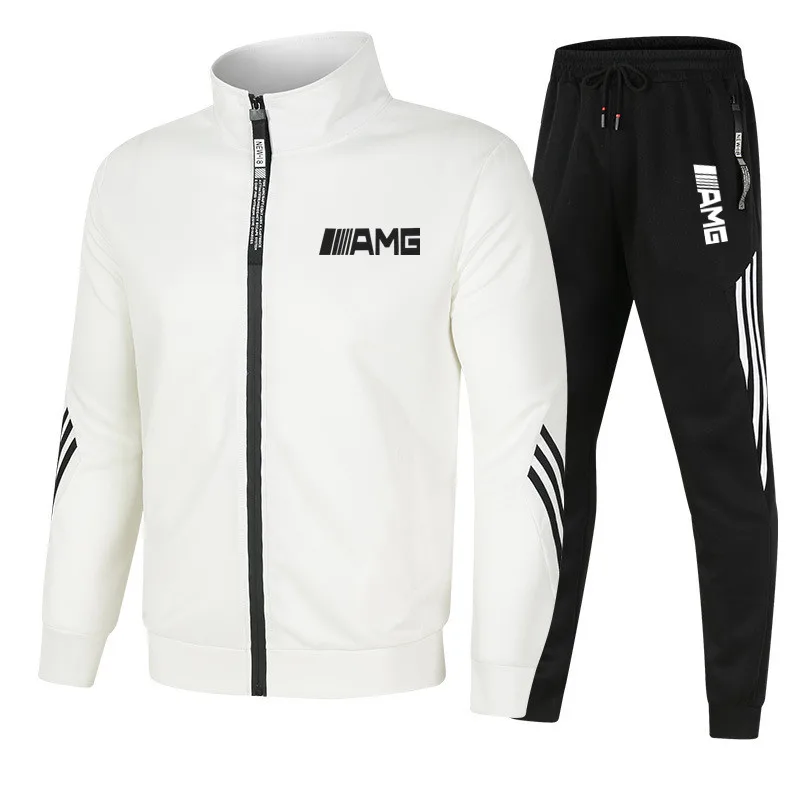 Men's Tracksuit Sportswear AMG Sets Spring Autumn Casual Tracksuits Men 2 Piece Zipper Sweatshirt + Sweatpants Brand Track Suit men's loungewear sets Men's Sets