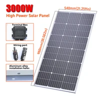 Kit de Panneau Solaire MonocBN Rigide de 3000W, 18V, 110V, 220 W, Onduleur, Batterie 10Ah, pour Voiture et Maison 2