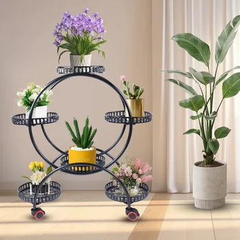 4 Tier Metal Plant Stands, 6 Pots Plant Flower Pot Holder for Patio Garden Living Room Corner Balcony Bedroom (Black) 1