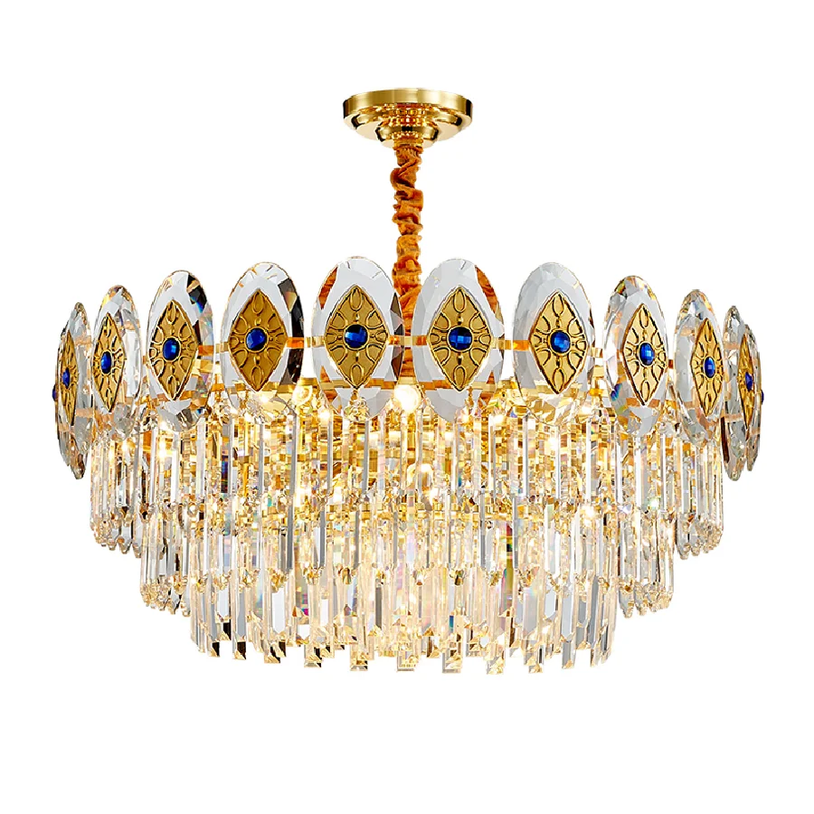 

Eyes Crystal Lustre Gold Classical Suspension Dimmable LED Hanging Lamp Light Fixture Chandelier Luxury Home Decor