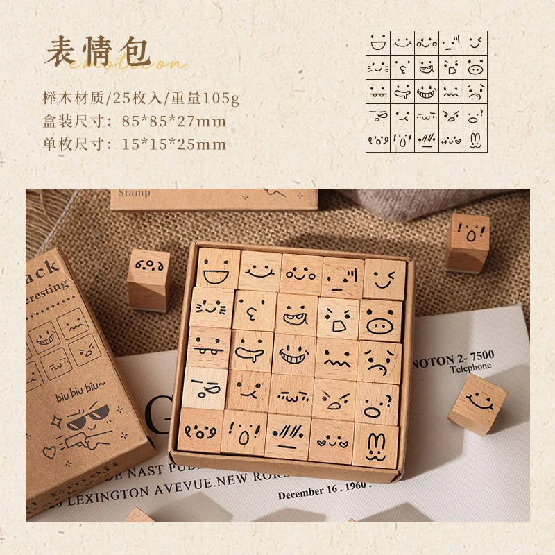 Set 15 Timbri In Legno Vintage Per Scrapbooking - Fiori, Farfalle, Uccelli, Coccinelle E 'Handmade With Love'