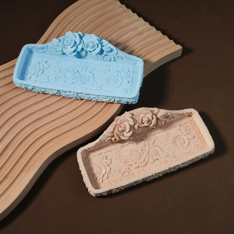 Rose Embossed Tray Silicone Molds Crafting Molds Rose Earring Dish Molds