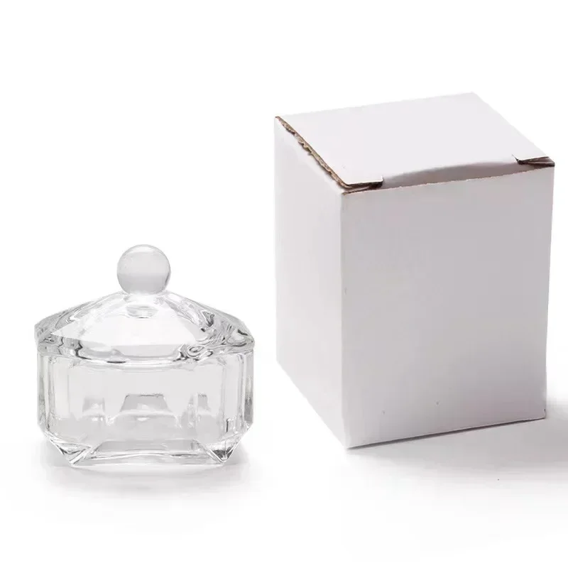 Nail Powder Manicure Tools Nail Tools 1PC Crystal Glass Clear Acrylic Small Octagonal Powder Liquid Nail Cup Dappen Dish Lid Bowl Cup Holder Equipment Nail Tools