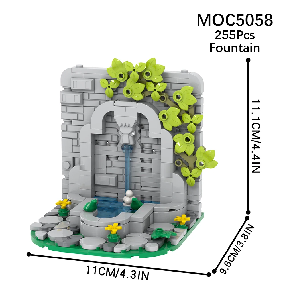 MOC 중세 망루 문 분수 벽돌, 군사 전쟁 액션 피규어 빌딩 블록 장난감, 어린이 친구 선물 장식