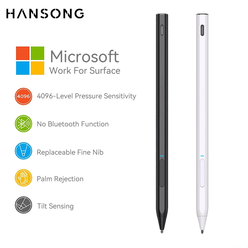 Palm Rejeição Stylus Pen para Microsoft Surface Surface Pro x Livro Laptop go para Mpp2.0 Protocol