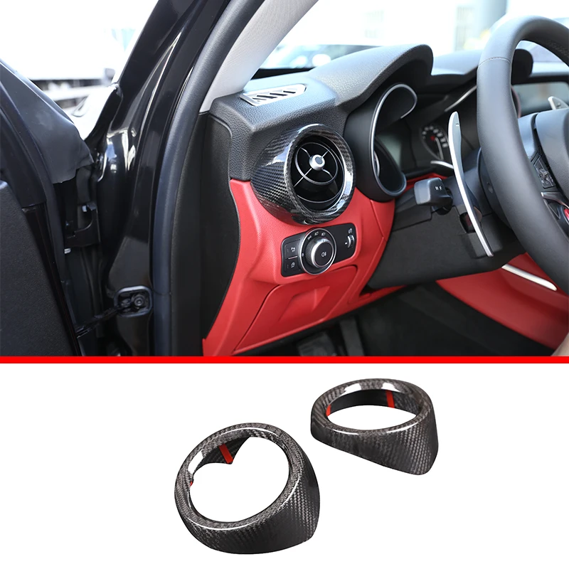 

For Alfa Romeo Stelvio 2017 2018 2019 2020 Car Interior Real Carbon Fiber Car Dashboard Air Vent Cover Trim Accessories