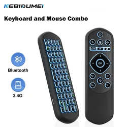 Wireless Air Mouse and Bluetooth Backlit Keyboard Combo with 7 Color Options (Black)