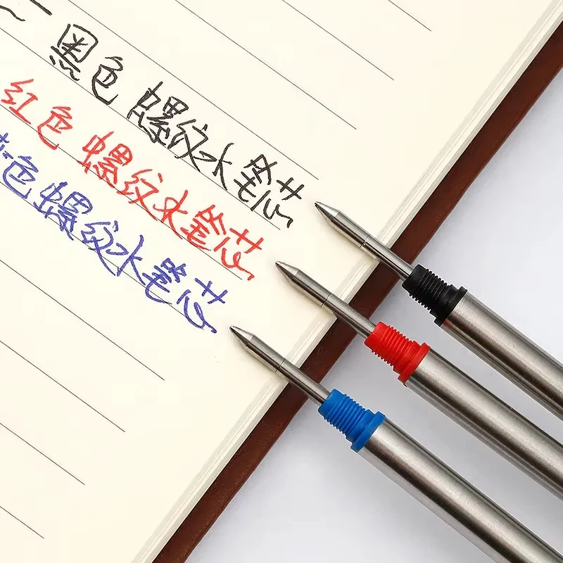 New11.4cm Threaded Rotary Metal Pen Refills 0.7mm Blue Black Red Ballpoint Pen Rod School Office Writing Stationery Supplies 4