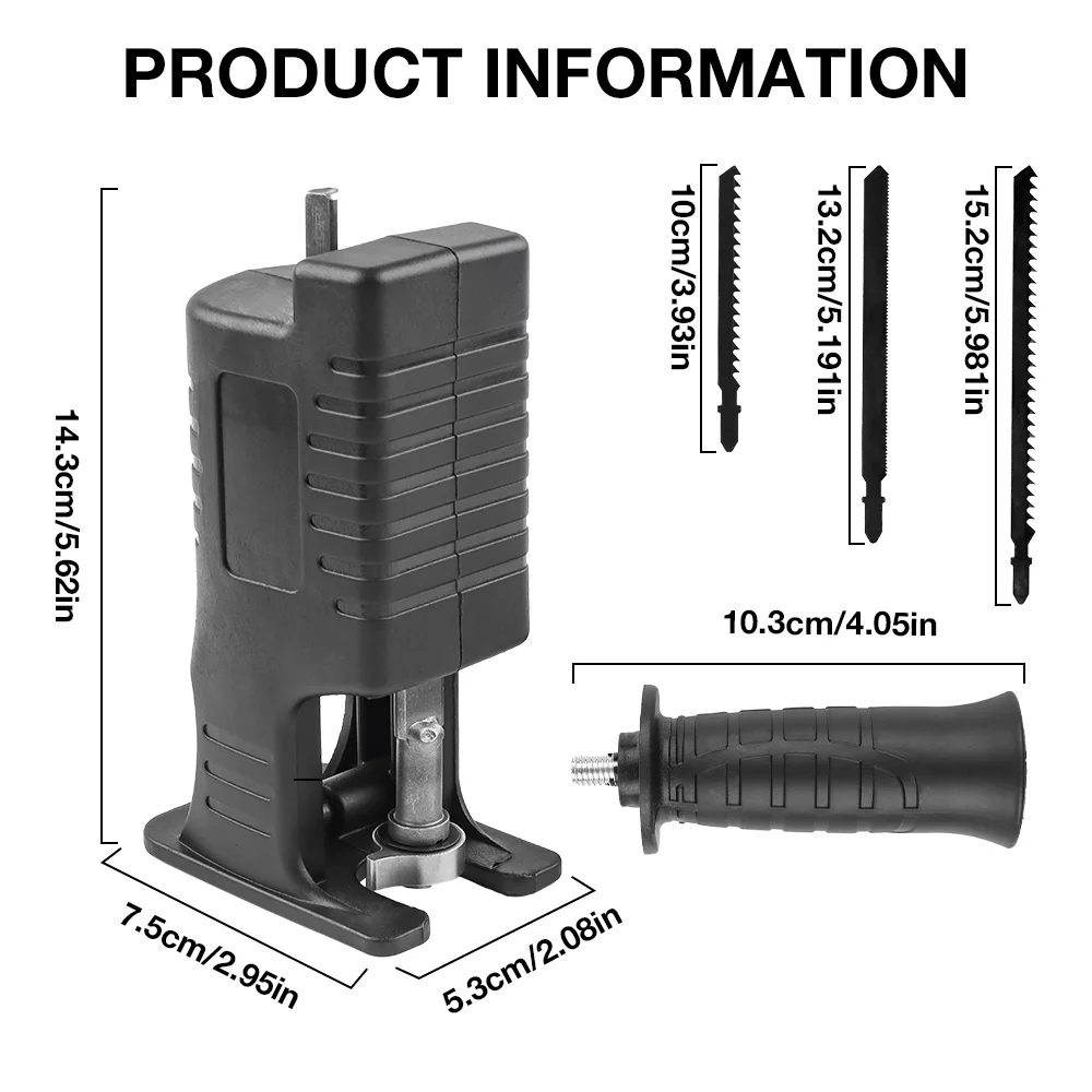 Portable Reciprocating Saw Adapter, 3/9pcs Saw Blade Electric Drill Modified Jig Saw, Wood Cutting Machine DIY Woodworking Tools 5