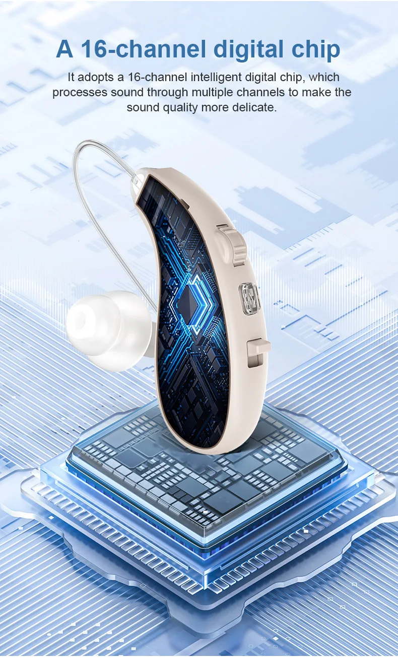BTE Rechargeable Hearing Aid 16Channel Noise Reduction Amplifier Hearing Aids Su