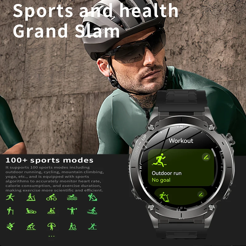 2026 Men gift GPS Track Smart Watch Flashlight 730mAh Large Battery Bluetooth Call 3ATM Waterproof Military AMOLED HD Smartwatch 6