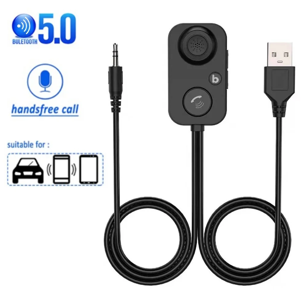 Ricevitore Bluetooth 5.0 Per Auto Trasmettitore Bt Automatico Usb 3.5Mm Aux Audio Lettore Fm Adattatore Wireless Per Altoparlante Amplificatore Per Au