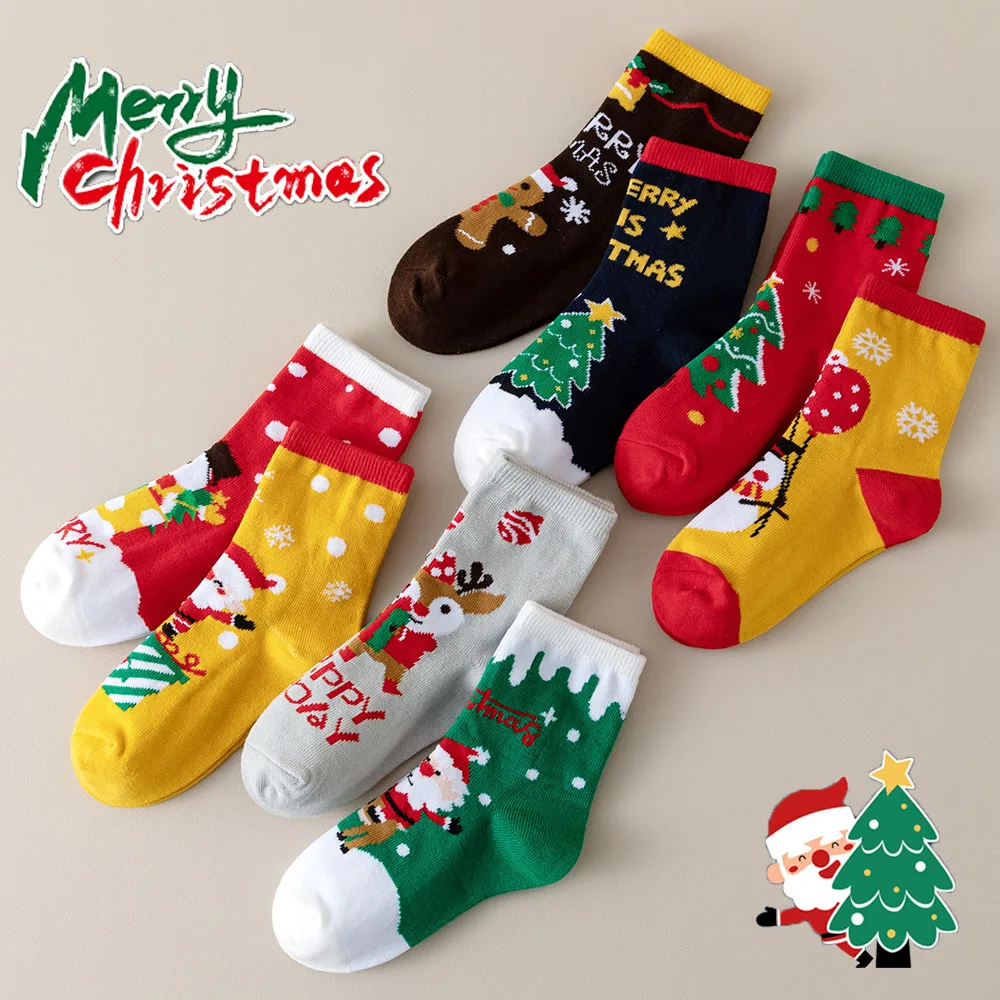 Festive Cartoon Christmas Socks - 4 Pairs