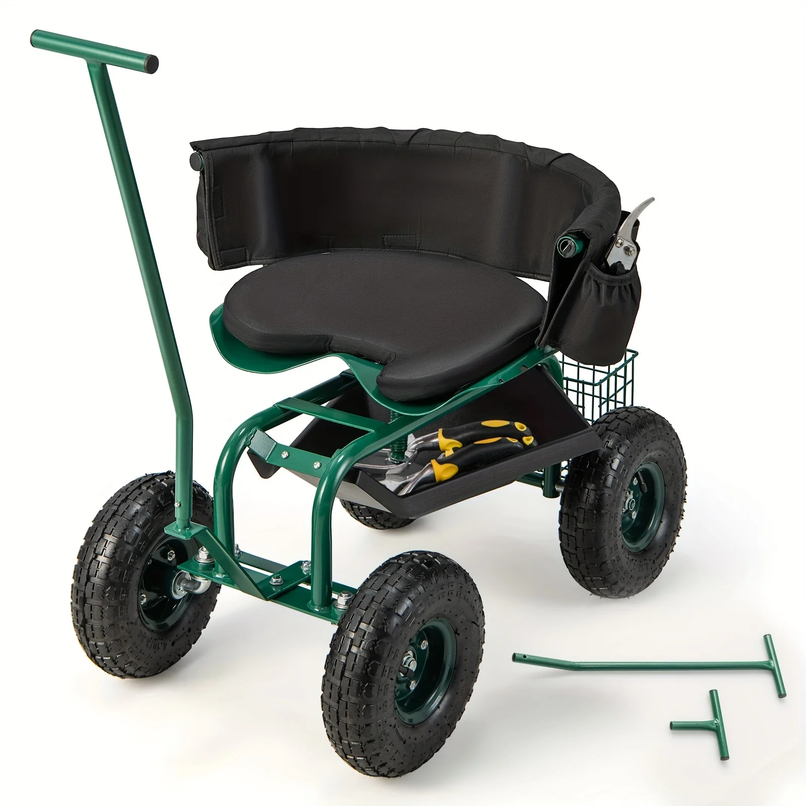 

Rolling Garden Cart Outdoor Gardening Workseat w/Adjustable Height &Tool Storage Plant watering bottle Plant irrigation Plant wa