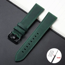 Luxurious Calfskin Leather Watch Bands - Elegant Watch Straps in Black, Blue, and Dark Brown (Multiple Sizes) - 22mm (A - Green)