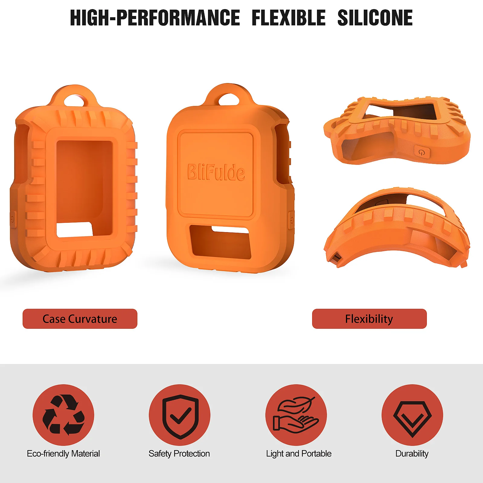 Durable Scratch-Resistant Silicone Protective Cover in Orange