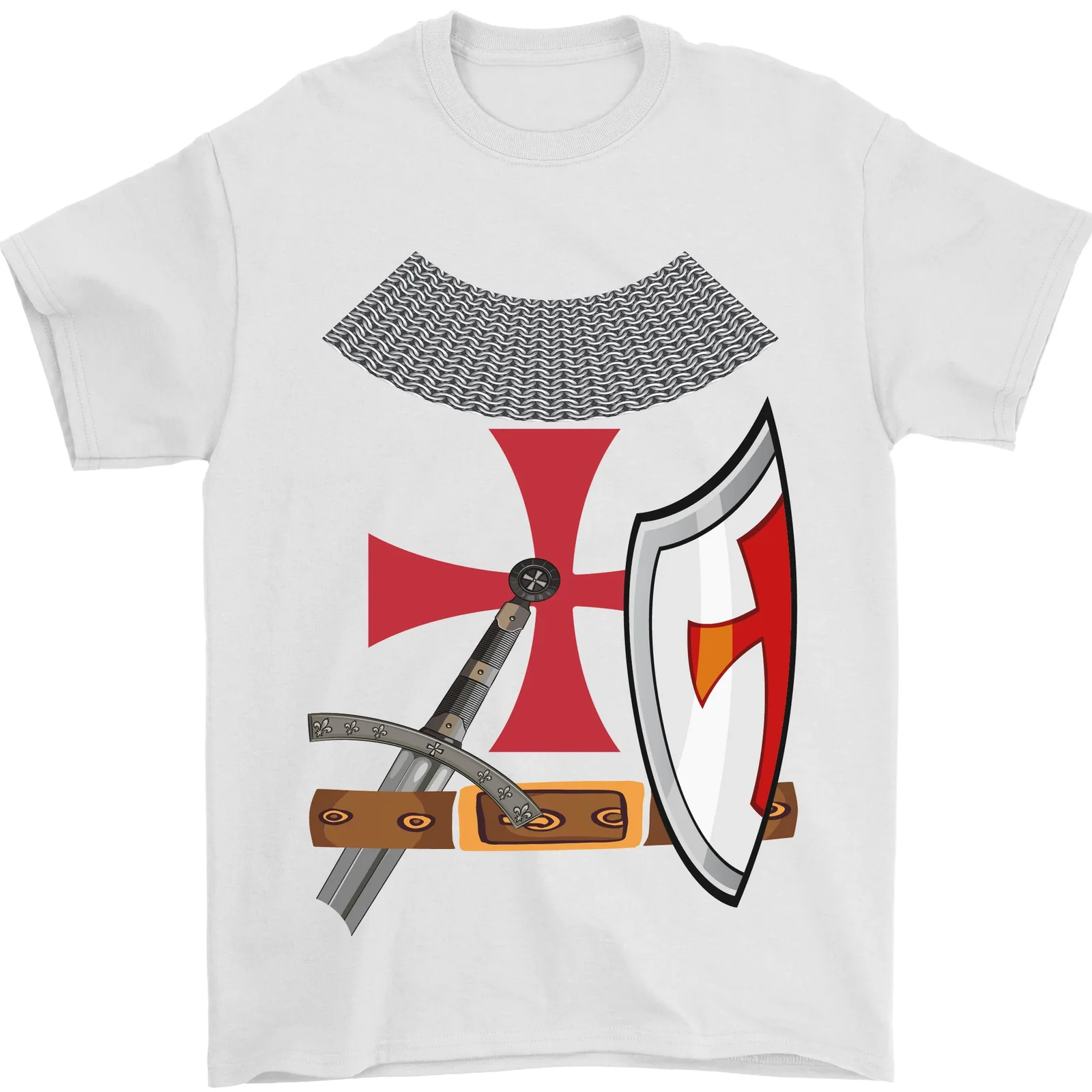 Knights Templar Costume St George Day T-Shirt 100% Cotone