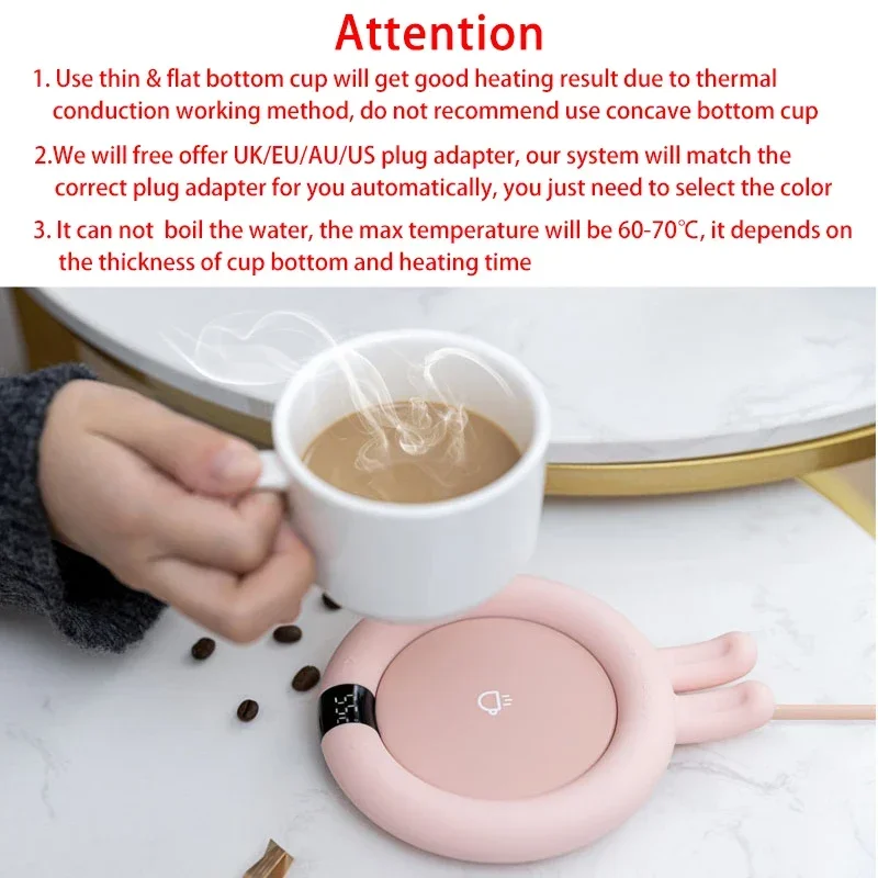 Smart Coffee Mug Warmer for Tea Milk Home Office Desk Use Electric Heating Plate Coaster Cup Warmer with 3 Temperature Settings