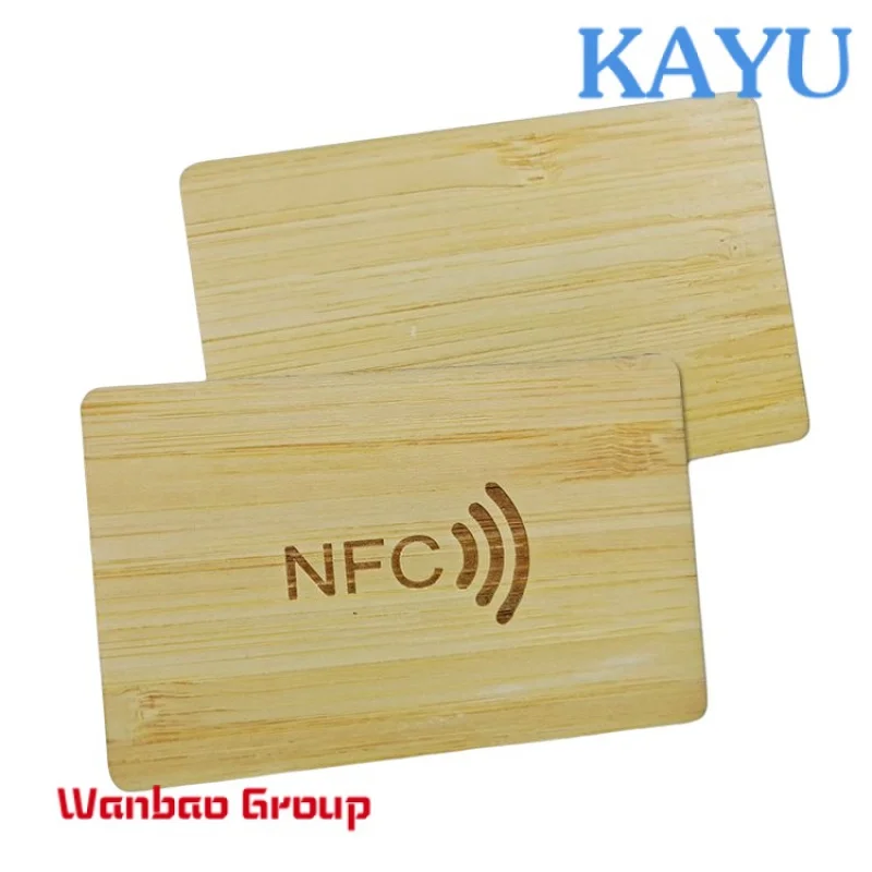 13.56mhz Passive NFC Laser Engraving Blank Wood Business Card NFC Bamboo Card Blank Hotel Access Control